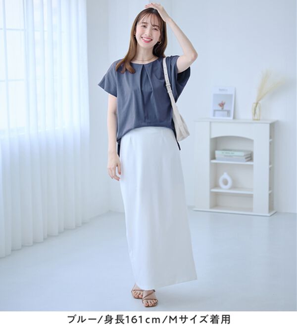 alotta（アロッタ）の「ひんやりタックデザインＴシャツ（カットソー）」｜詳細画像