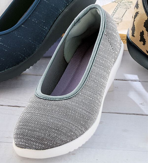 BELLUNA（ベルーナ）の「幅広ラクちんニットパンプス（パンプス）」｜グレー