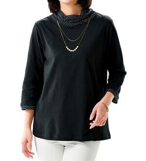 ルフラン（ルフラン）の「肌に優しい綿混チュール使いカットソー（カットソー）」｜黒系