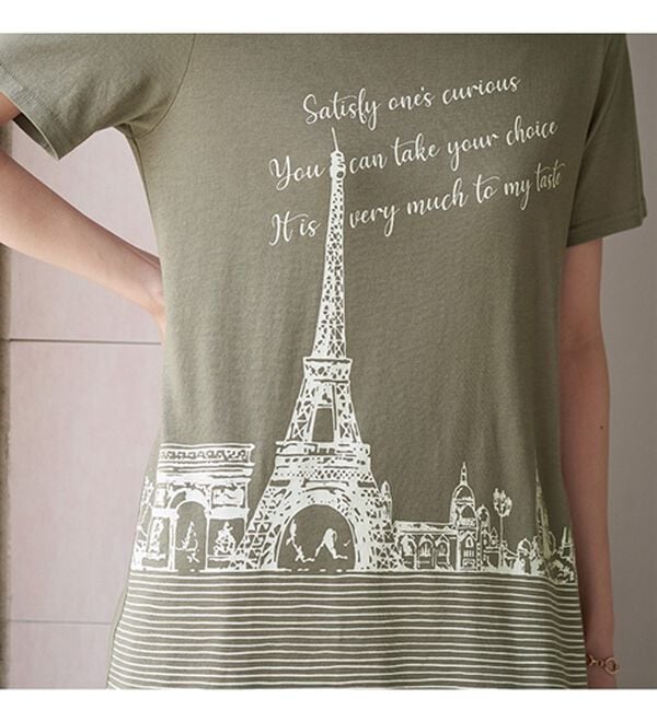 BELLUNA（ベルーナ）の「綿・テンセル（ＴＭ）繊維ロング丈プリントＴシャツ（Tシャツ）」｜詳細画像