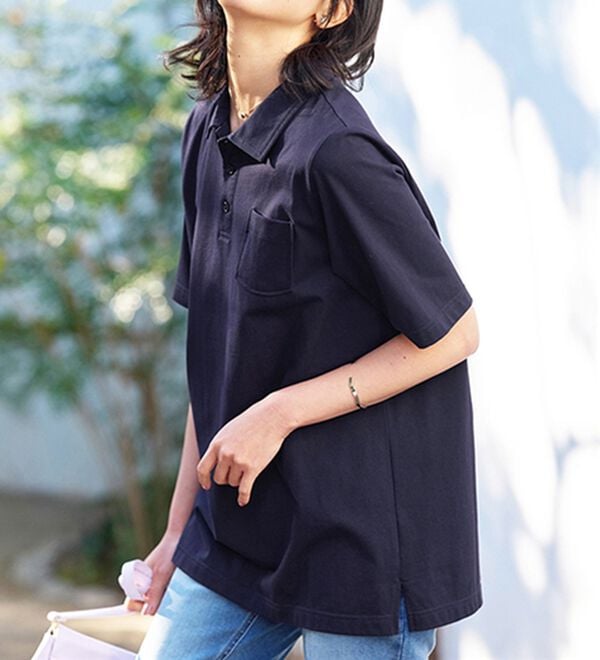 BELLUNA（ベルーナ）の「【ヒンヤリ機能付き＆綿１００％】サマ見えポロチュニック（チュニック）」｜詳細画像