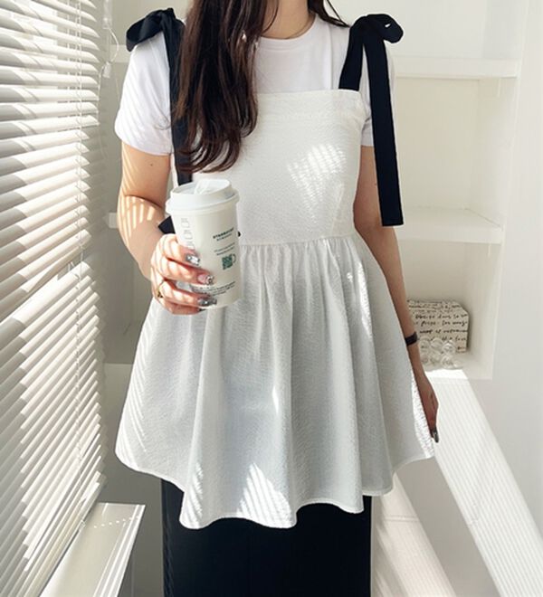 GeeRA（ジーラ）の「バイカラーぽこぽこリボンビスチェ（ブラウス）」｜詳細画像