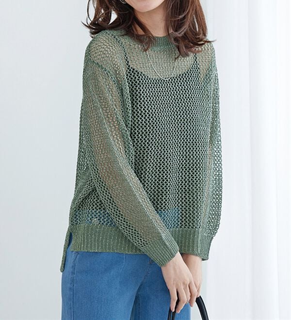 BELLUNA（ベルーナ）の「ラメメッシュニットプルオーバー（ニット・セーター）」｜詳細画像