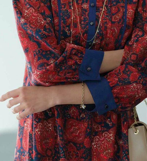 BELLUNA（ベルーナ）の「ビンテージ柄ピンタック使いワンピース（その他ワンピース）」｜詳細画像