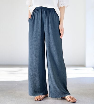 Viola e Viola（ヴィオラ エ ヴィオラ）の「【５つの機能付】丈切れる！楽ちんジャカードパンツ（ワイドパンツ・ガウチョ）」