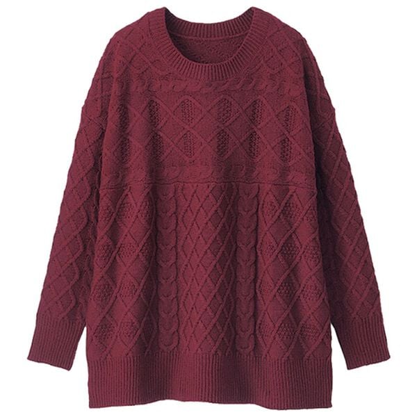 BELLUNA（ベルーナ）の「ゆったり着映える♪ケーブル柄編地変化セーター（ニット・セーター）」｜詳細画像