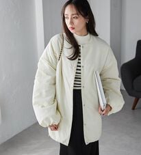 RANAN（ラナン）の「ノーカラーオーバーサイズ中わたブルゾン（ハーフコート）」