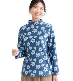 LAVIENNE（ラヴィエンヌ）の「薄手ストレッチフリースのプリントハイネック長袖（ニット・セーター）」｜詳細画像