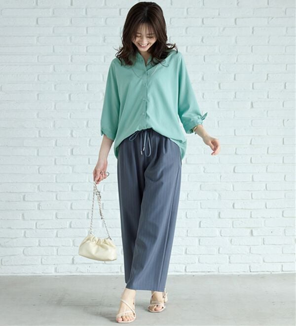 BELLUNA（ベルーナ）の「【吸水速乾】イージーケア！袖リボンシャツチュニック（チュニック）」｜詳細画像