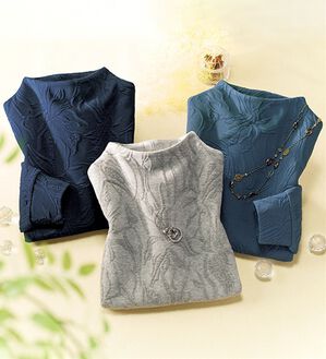 ルフラン（ルフラン）の「【３色組】華ジャカード編トレーナー（カットソー）」｜3色組