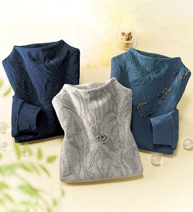 ルフラン（ルフラン）の「【３色組】華ジャカード編トレーナー（カットソー）」