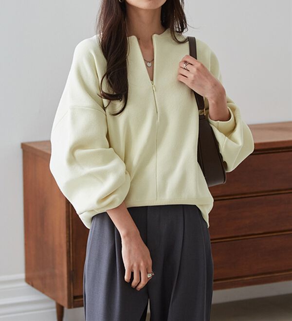 RANAN（ラナン）の「ハーフジップスウェットライクニット（ニット・セーター）」｜詳細画像