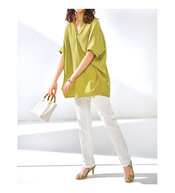 BELLUNA（ベルーナ）の「機能付リネン混スキッパーデザインシャツ（シャツ）」｜詳細画像