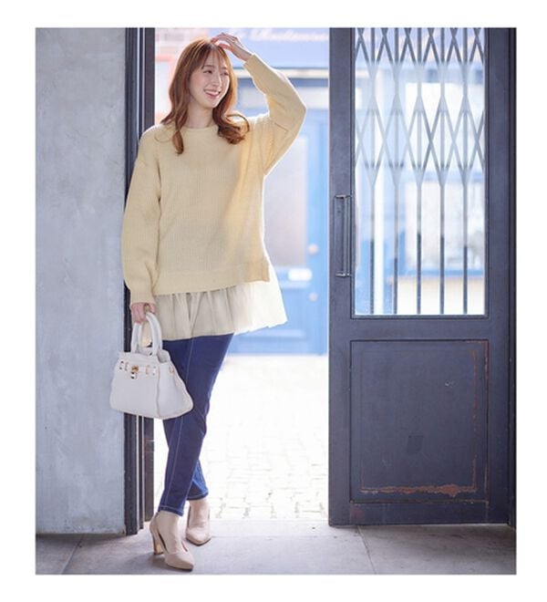 alotta（アロッタ）の「裾チュールレイヤード風ニット（ニット・セーター）」｜詳細画像