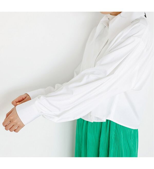 GeeRA（ジーラ）の「ストライプ柄衿付ショート丈シャツ（シャツ）」｜詳細画像