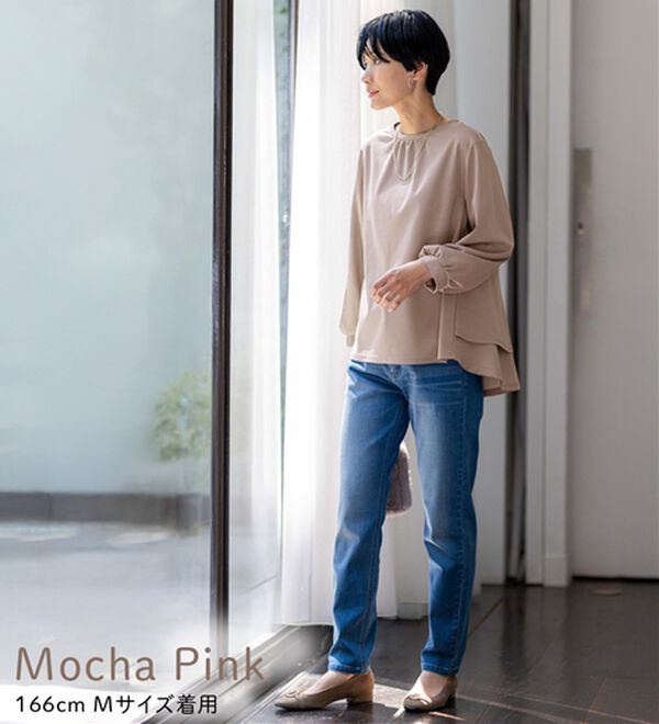 BELLUNA（ベルーナ）の「【再入荷】ボリューム袖美人顔バックフレアーＴブラウス（ブラウス）」｜詳細画像