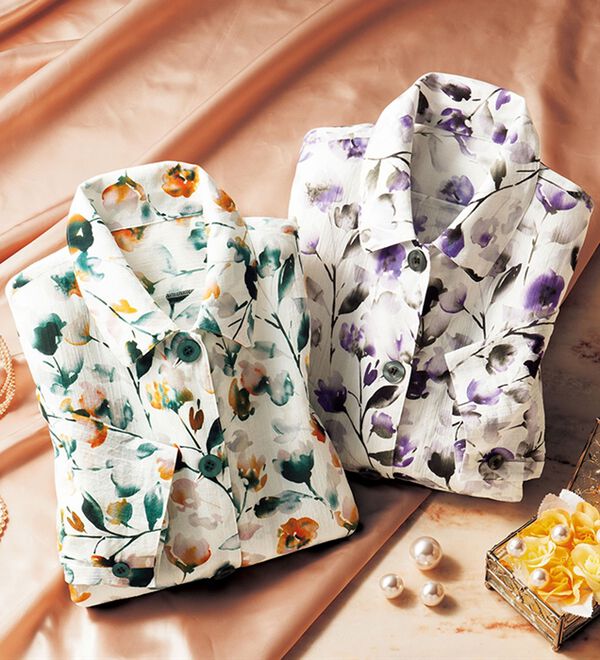 ルフラン（ルフラン）の「【２色組】日本製　花柄ブラウス（ブラウス）」｜詳細画像