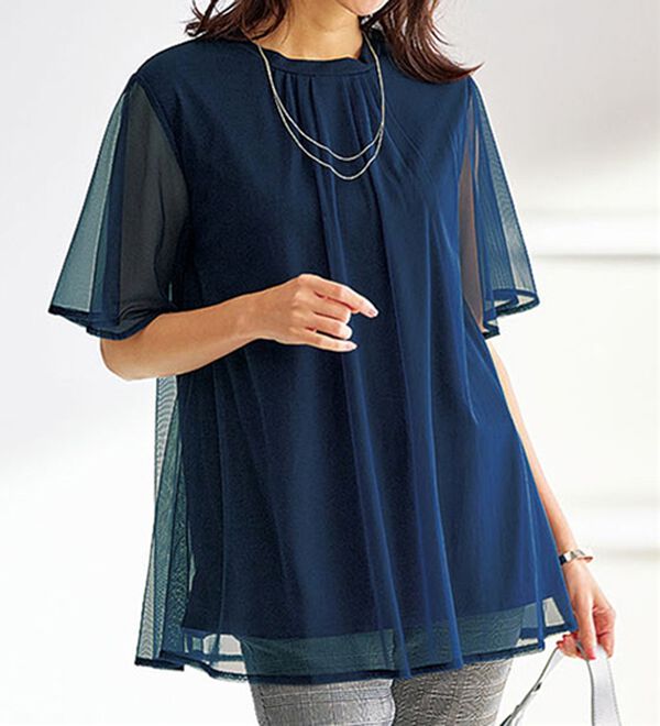 BELLUNA（ベルーナ）の「ふわり涼やか！チュール重ねチュニック（チュニック）」｜詳細画像