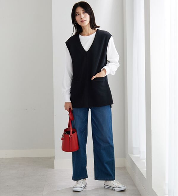 BELLUNA（ベルーナ）の「静電気防止インナー付Ｖネックベストアンサンブル（アンサンブル）」｜詳細画像