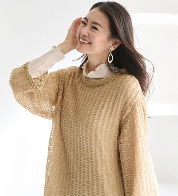 BELLUNA（ベルーナ）の「重ね着を楽しむラメ使い透かし編アンサンブル（アンサンブル）」｜詳細画像