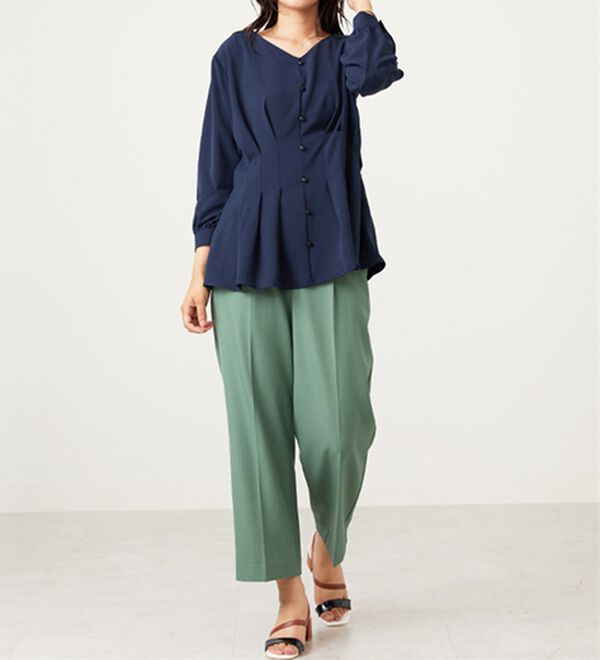 BELLUNA（ベルーナ）の「【接触冷感/UV対策】機能付！ウエストタックブラウス（ブラウス）」｜詳細画像