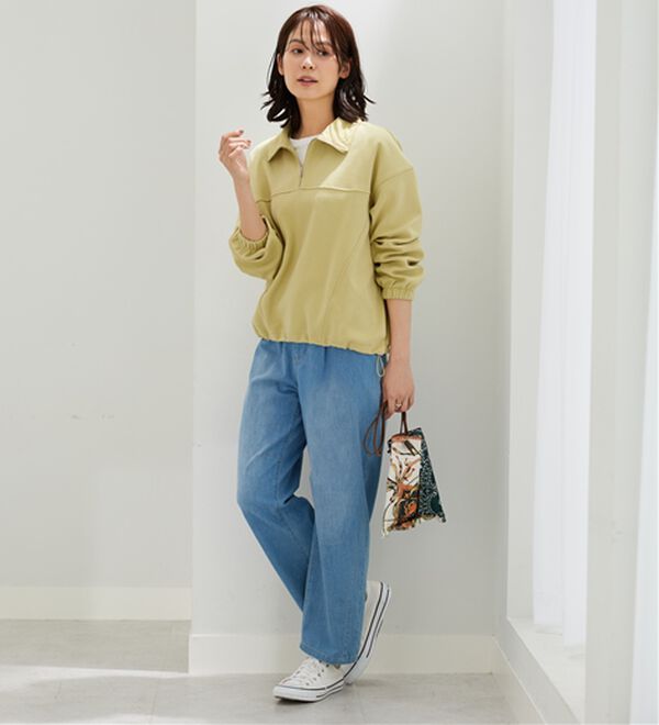 BELLUNA（ベルーナ）の「異素材使いハーフジッププルオーバー（カットソー）」｜詳細画像