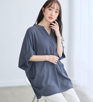 alotta（アロッタ）の「サイドタックゆるドルマンとろみブラウス（ブラウス）」｜スモーキーブルー