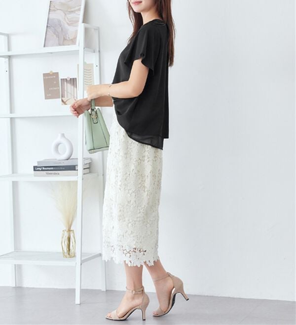 alotta（アロッタ）の「シフォンレイヤードＶネックブラウス（ブラウス）」｜詳細画像