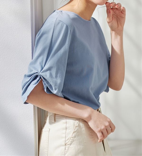 Viola e Viola（ヴィオラ エ ヴィオラ）の「綿１００％袖タックＴシャツ（Tシャツ）」｜詳細画像