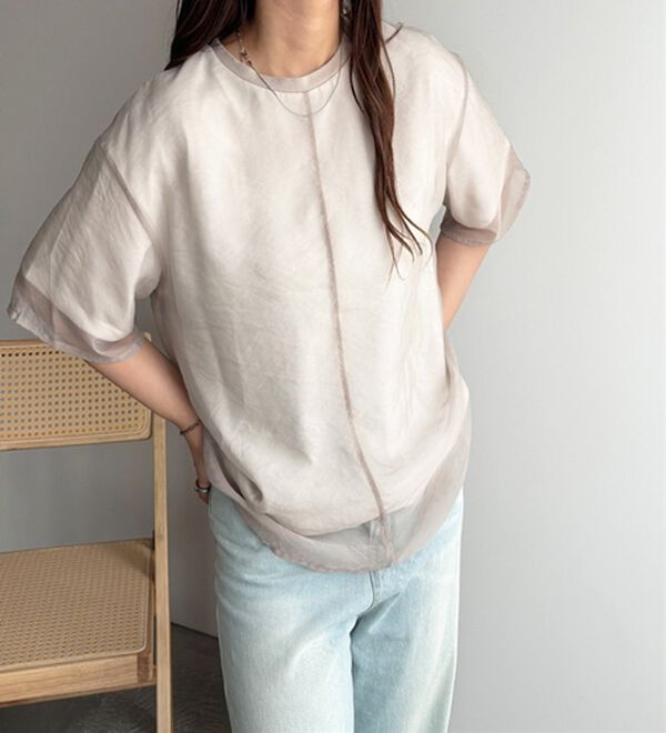 GeeRA（ジーラ）の「オーガンジーレイヤードＴシャツ（カットソー）」｜詳細画像