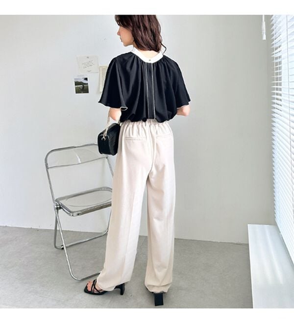 GeeRA（ジーラ）の「前後２ＷＡＹ配色フレアー袖ブラウス（ブラウス）」｜詳細画像