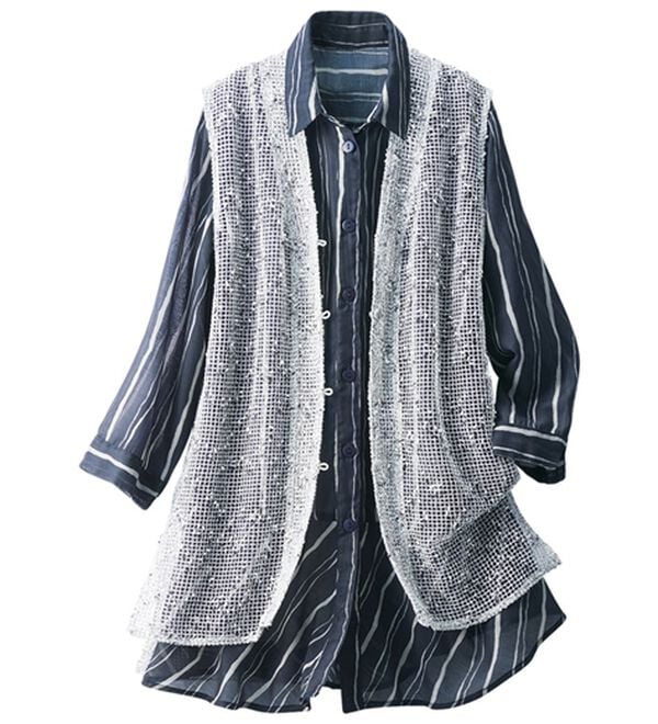 ルフラン（ルフラン）の「上品ブラウス&times;ニットベスト（アンサンブル）」｜ストライプ