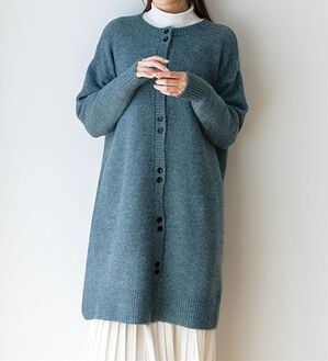 BELLUNA（ベルーナ）の「メランジ調ボタンデザインニットカーディガン（ニットカーディガン）」｜ブルー系