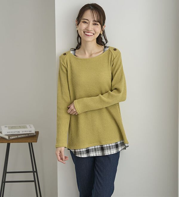 BELLUNA（ベルーナ）の「異素材重ね着風チュニック（チュニック）」｜詳細画像