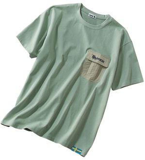 「＜モズ＞フラップポケット付綿１００％Ｔシャツ（メンズＴシャツ）」｜カーキ
