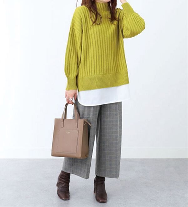 BELLUNA（ベルーナ）の「肩ボタン重ね着風ニットチュニック（チュニック）」｜詳細画像