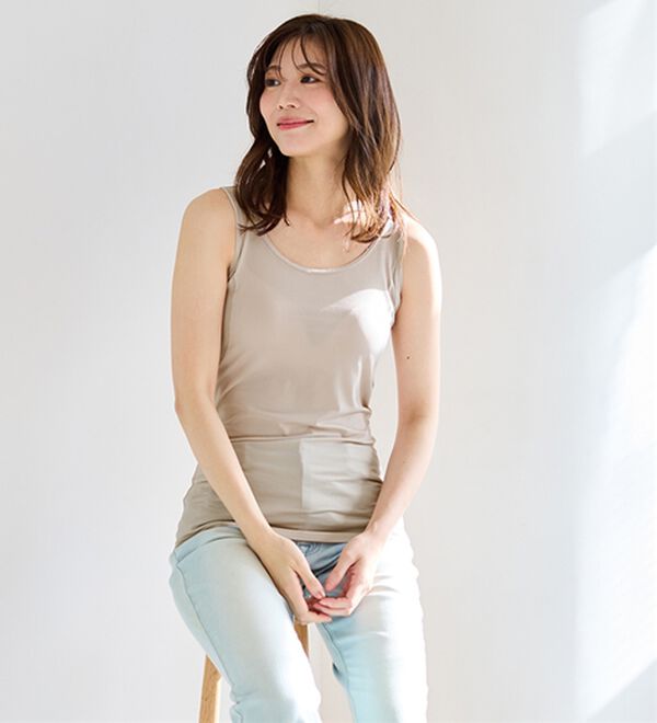 LAVIENNE（ラヴィエンヌ）の「【暑がりさん必見！】瞬間ひんやり冷感！タンクトップインナー＜さらりラボ＞（肌着・インナーウェア）」｜詳細画像