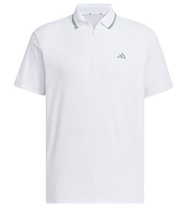 「＜ａｄｉｄａｓ＞アディゼロ　ツイストニット半袖ジップポロ（メンズポロシャツ）」｜ホワイト