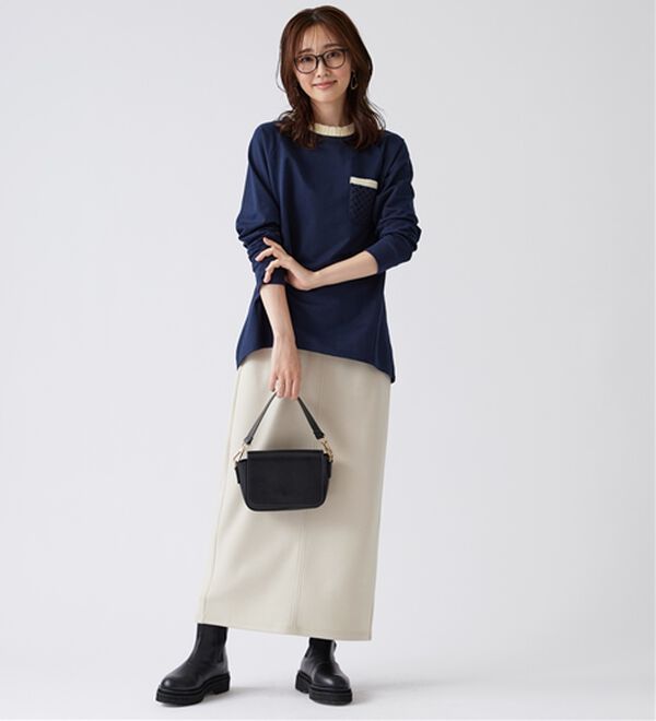 BELLUNA（ベルーナ）の「裏毛素材ニット切替プルオーバー（カットソー）」｜詳細画像