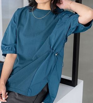 BELLUNA（ベルーナ）の「高見え！異素材切替ドロスト使いプルオーバー（カットソー）」｜詳細画像