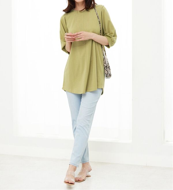 BELLUNA（ベルーナ）の「汗ジミ対策！ギャザー使いチュニック（チュニック）」｜詳細画像