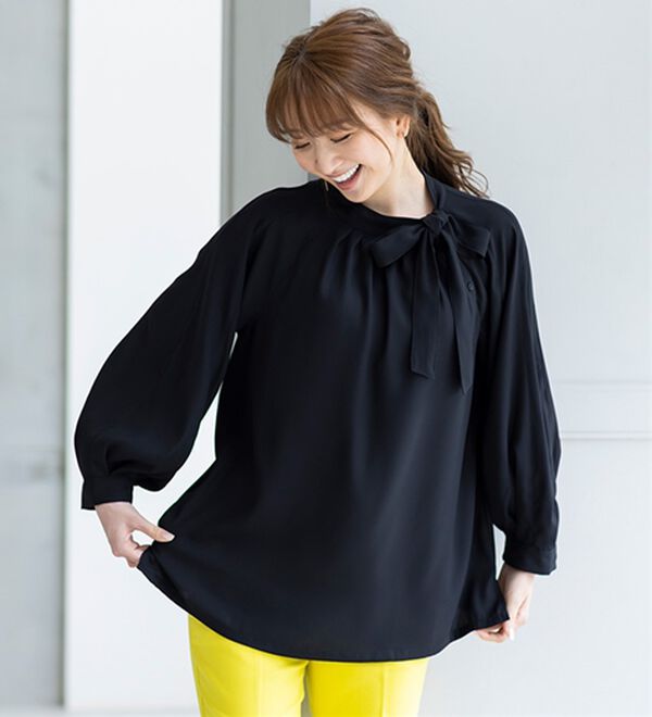 BELLUNA（ベルーナ）の「私を輝かせる！衿リボンゆったりブラウス（ブラウス）」｜詳細画像