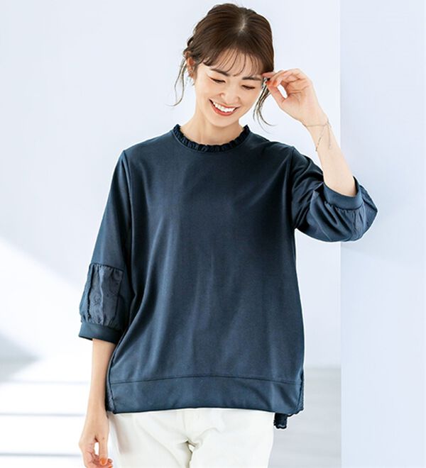 BELLUNA（ベルーナ）の「綿レース切替デザインプルオーバー（カットソー）」｜詳細画像