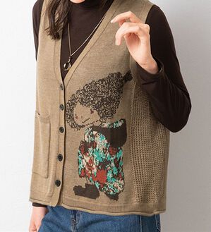 ルフラン（ルフラン）の「ジャカード編みニットベスト（ベスト）」｜ベージュ