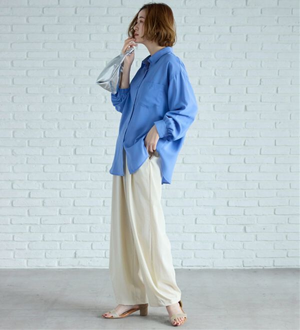 BELLUNA（ベルーナ）の「イージーケア！とろみ素材ビッグシャツ（シャツ）」｜詳細画像