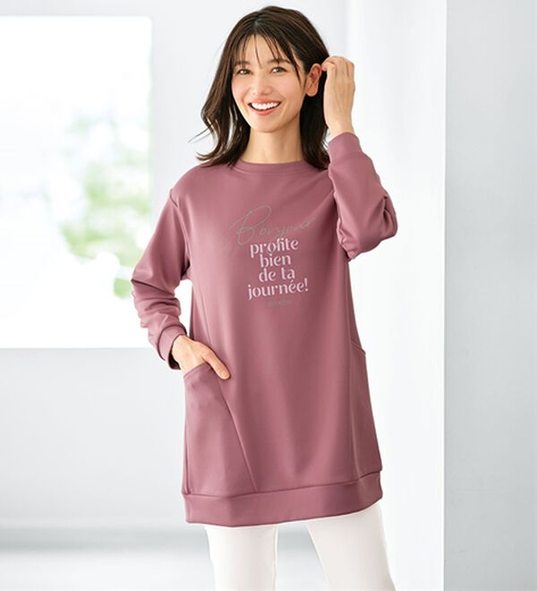 BELLUNA（ベルーナ）の「＜ＥＬＬＥ　Ａｃｔｉｖｅ＞とろみ素材ポケット付チュニック（チュニック）」｜ローズ