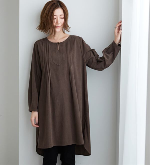 BELLUNA（ベルーナ）の「コーデュロイ素材ピンタック使いワンピース（その他ワンピース）」｜詳細画像