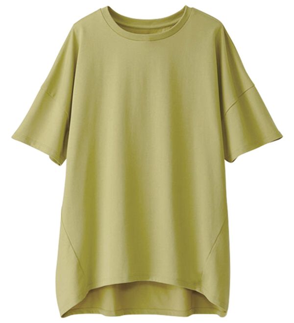 BELLUNA（ベルーナ）の「ゆったりパンツもインせず決まる！コクーンＴシャツ（カットソー）」｜ライム