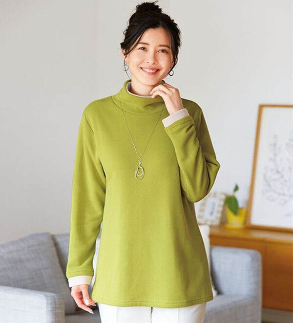 「【２枚組】おしゃれな配色あったか裏起毛プルオーバー（カットソー）」｜詳細画像