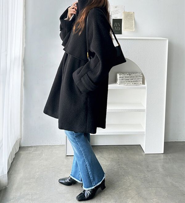 GeeRA（ジーラ）の「リングウールライクスタンドカラーコート（ハーフコート）」｜詳細画像